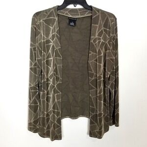 Citiknits Women Cardigan Pants 2 Ps Set Sz M Petite Open Front Stretch Abstract